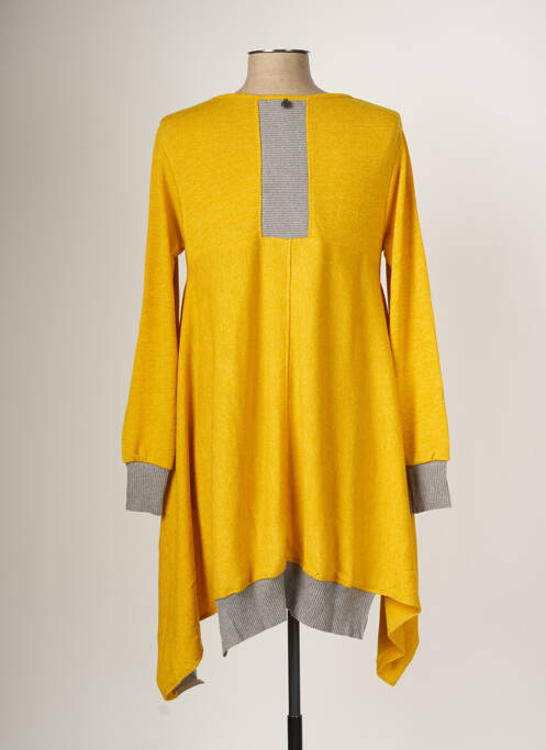 Pull tunique tissage chiné manches longues jaune MALOKA femme