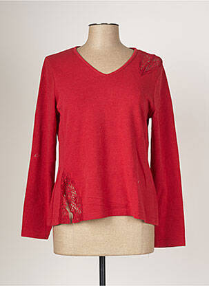 Pull col v manches longues rouge MALOKA femme