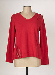 Pull col v manches longues rouge MALOKA femme