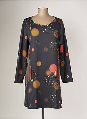 Robe mi-longue manches longues manches longues noir G!OZE femme