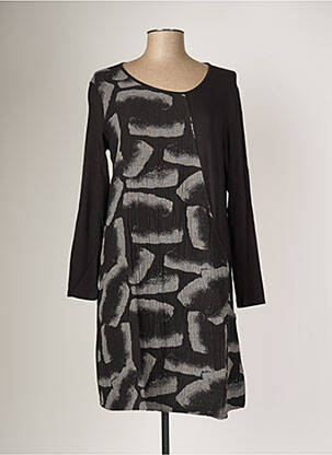 Robe mi-longue manches longues manches longues noir G!OZE femme