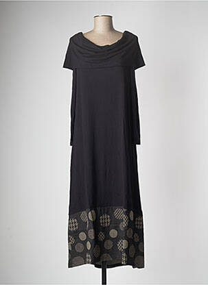 Robe longue manches longues manches longues noir G!OZE femme