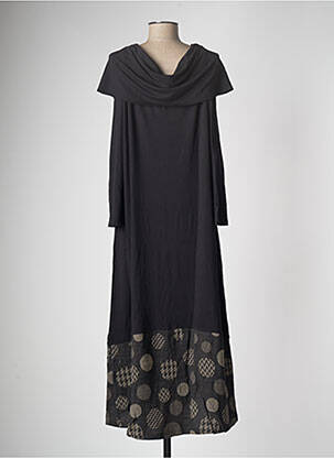 Robe longue manches longues manches longues noir G!OZE femme