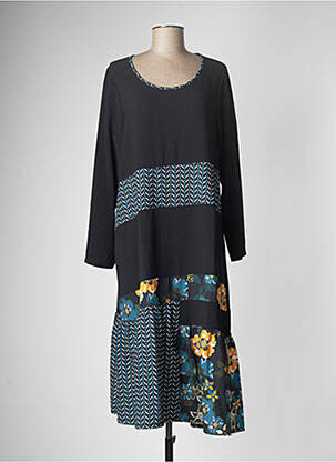 Robe longue manches longues manches longues noir G!OZE femme