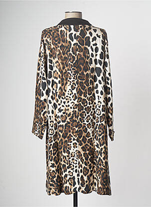 Robe mi-longue coupe fluide manches longues marron G!OZE femme