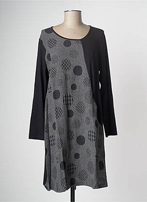 Robe mi-longue coupe fluide manches longues noir G!OZE femme