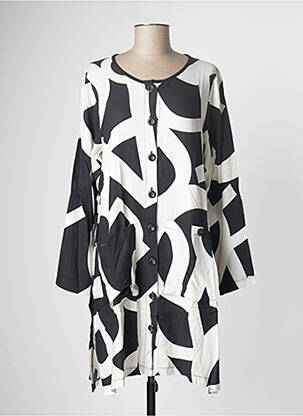 Robe mi-longue coupe fluide manches longues noir G!OZE femme