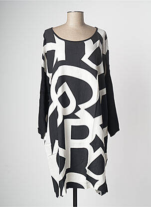 Robe mi-longue coupe fluide manches longues noir G!OZE femme