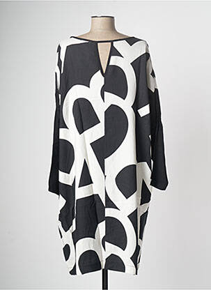 Robe mi-longue coupe fluide manches longues noir G!OZE femme