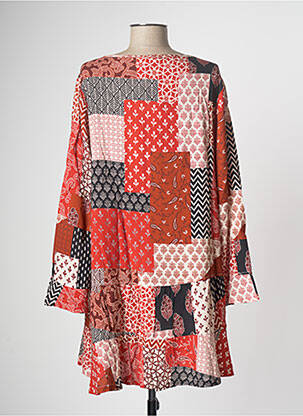 Robe courte coupe évasée manches longues rouge G!OZE femme