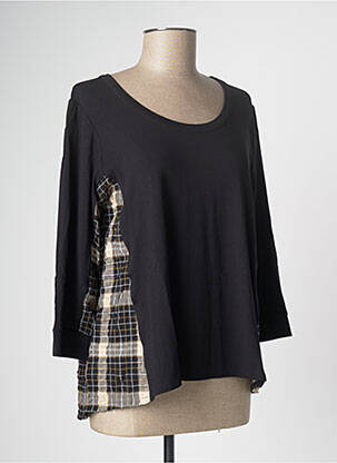 Top tissage crêpe manches 3/4 noir G!OZE femme
