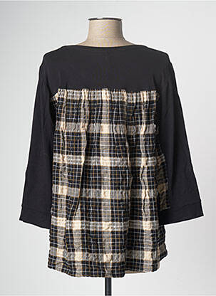 Top tissage crêpe manches 3/4 noir G!OZE femme