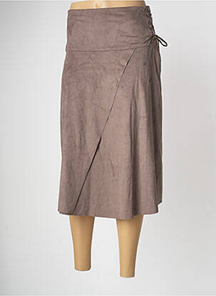 Jupe mi-longue stretch marron PAUL BRIAL femme