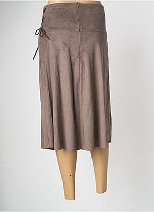Jupe mi-longue stretch marron PAUL BRIAL femme