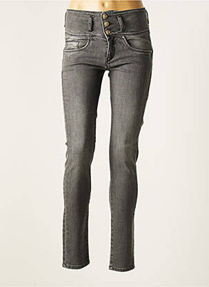 Jeans coupe slim broderie rivets taille normale gris PAUL BRIAL femme