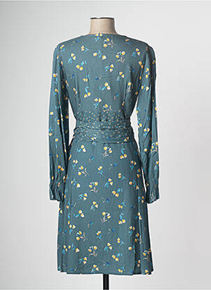 Robe mi-longue imprimé fleurs manches longues vert PAUL BRIAL femme