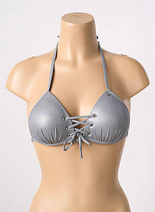 Haut de maillot de bain fermeture liens à nouer haut triangles gris LPB femme