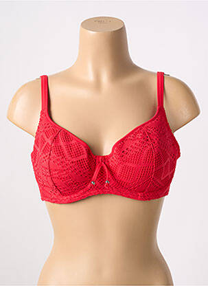 Haut de maillot de bain bretelles élastiquées ajustables rouge FREYA femme