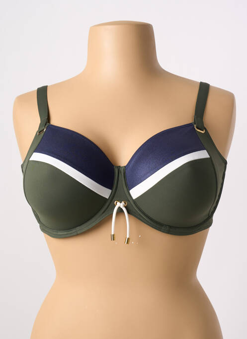 Haut de maillot de bain bretelles élastiquées ajustables vert PRIMA DONNA femme