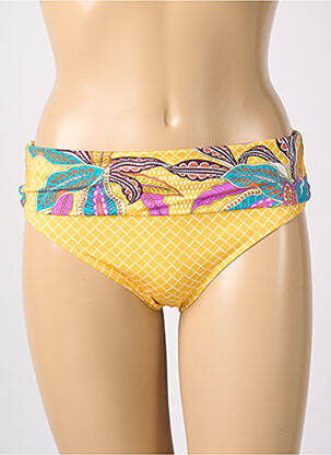 Bas de maillot de bain effet matière satinée culotte jaune ROSA FAIA femme