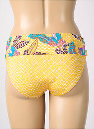 Bas de maillot de bain effet matière satinée culotte jaune ROSA FAIA femme