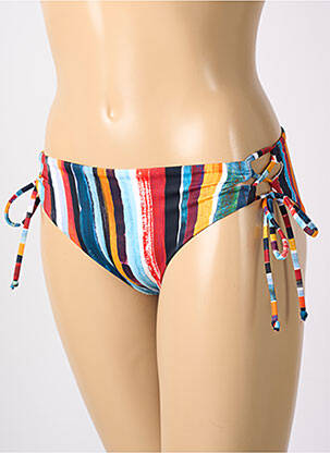 Bas de maillot de bain effet matière satinée bikini bleu FREYA femme