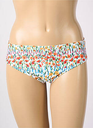 Bas de maillot de bain imprimé fleurs culotte blanc ROSA FAIA femme