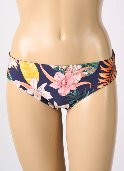 Bas de maillot de bain imprimé fleurs culotte bleu ROSA FAIA femme