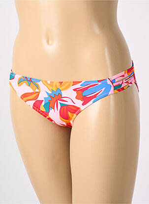 Bas de maillot de bain imprimé fleurs culotte rose ROSA FAIA femme