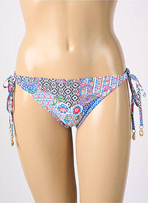 Bas de maillot de bain imprimé fleurs bikini bleu FREYA femme