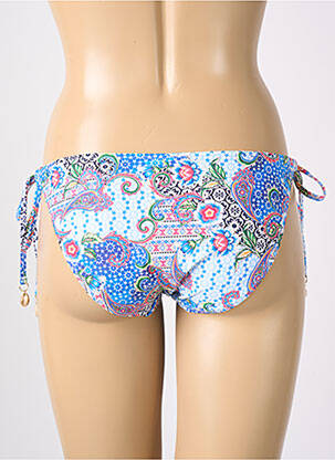 Bas de maillot de bain imprimé fleurs bikini bleu FREYA femme