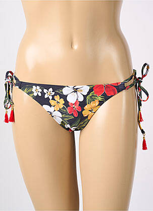 Bas de maillot de bain imprimé fleurs bikini noir FREYA femme