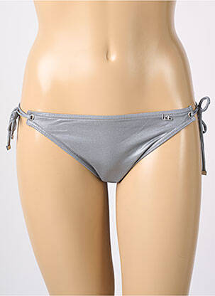 Bas de maillot de bain effet matière satinée bikini gris LPB femme