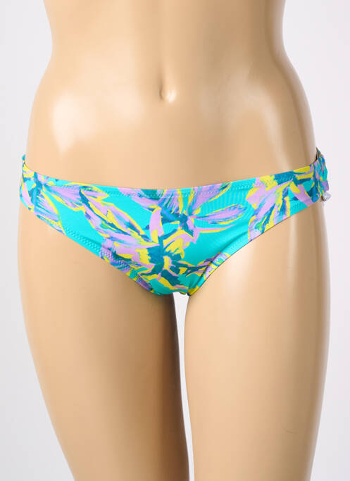 Bas de maillot de bain imprimé fleurs culotte bleu ROSA FAIA femme