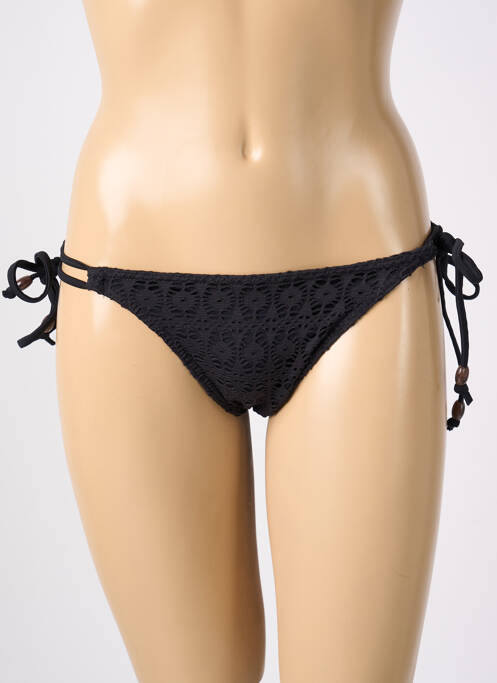Bas de maillot de bain effet matière satinée bikini noir FREYA femme