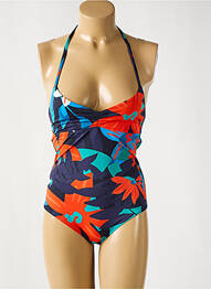 Maillot de bain 1 pièce effet matière satinée haut triangles bleu SIMONE PERELE femme