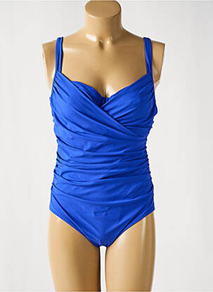 Maillot de bain 1 pièce effet matière satinée haut soutien-gorge emboitant bleu ANITA femme