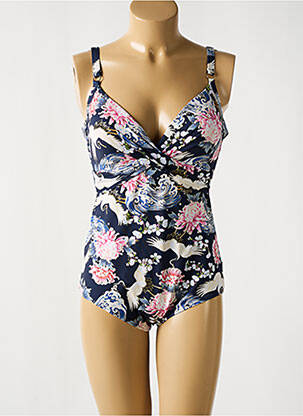 Maillot de bain 1 pièce effet matière satinée haut soutien-gorge moulé bleu ROSA FAIA femme
