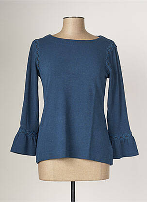 Pull tissage chiné manches longues bleu MALOKA femme