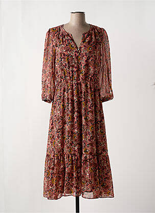 Robe mi-longue manches 3/4 manches 3/4 rose C'EST BEAU LA VIE femme