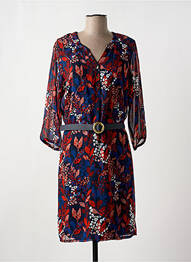 Robe mi-longue coupe fluide manches 3/4 rouge CHRISTINE LAURE femme