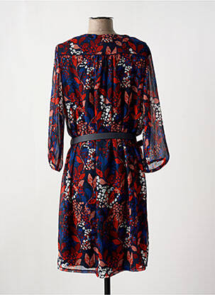 Robe mi-longue coupe fluide manches 3/4 rouge CHRISTINE LAURE femme