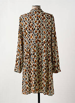 Robe mi-longue imprimé fantaisie manches longues marron C'EST BEAU LA VIE femme