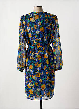 Robe mi-longue coupe fluide manches longues bleu JULIE GUERLANDE femme