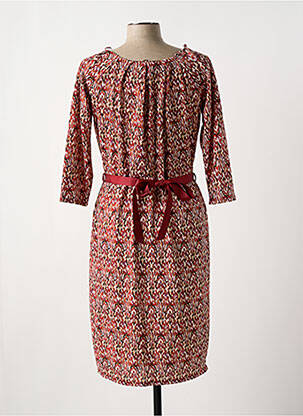 Robe mi-longue manches 3/4 manches 3/4 rouge JULIE GUERLANDE femme