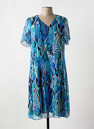Robe mi-longue coupe fluide manches courtes bleu GEVANA femme