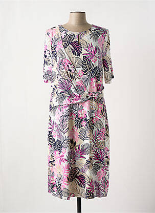 Robe mi-longue manches courtes manches courtes rose FRANK WALDER femme