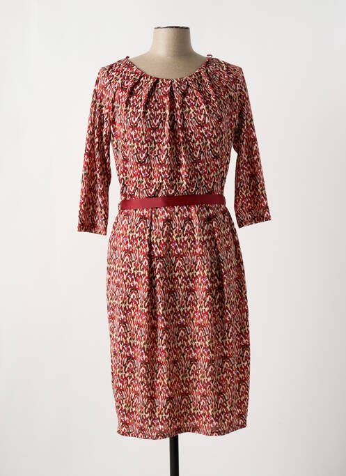 Robe mi-longue manches 3/4 manches 3/4 rouge JULIE GUERLANDE femme