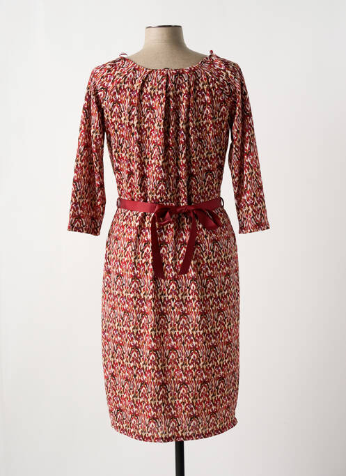 Robe mi-longue manches 3/4 manches 3/4 rouge JULIE GUERLANDE femme