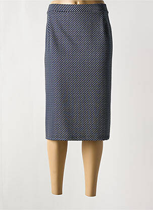 Jupe mi-longue coupe droite bleu FRANCE RIVOIRE femme